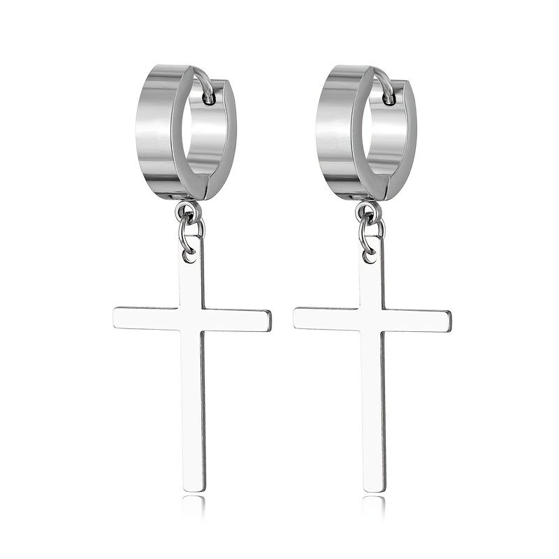 Men's Stainless Steel Cross Ear Clips
